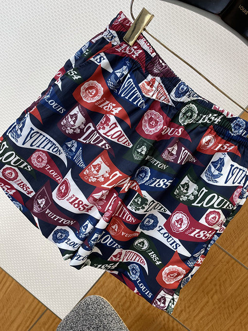 ルイヴィトン 全体にバッジプリントのドローストリングカジュアルショーツ