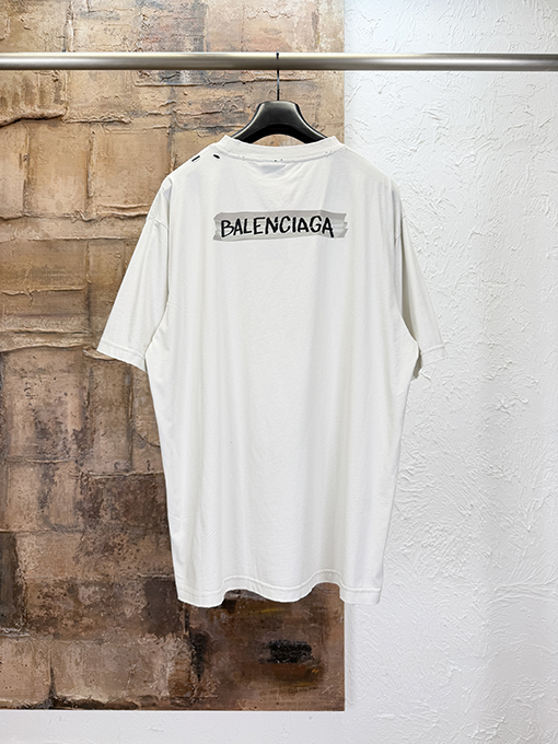 バレンシアガ Balenciaga リップドプリント半袖Tシャツ