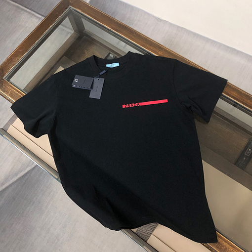 プラダスーパーコピー PRADA シリコンレッドロゴカップル半袖Tシャツ