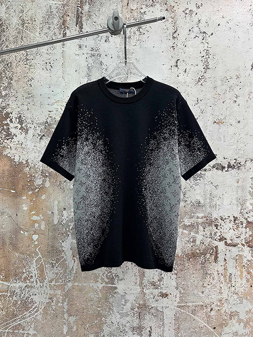 ルイヴィトン 早春コレクション グラデーションブラックニット半袖Tシャツ