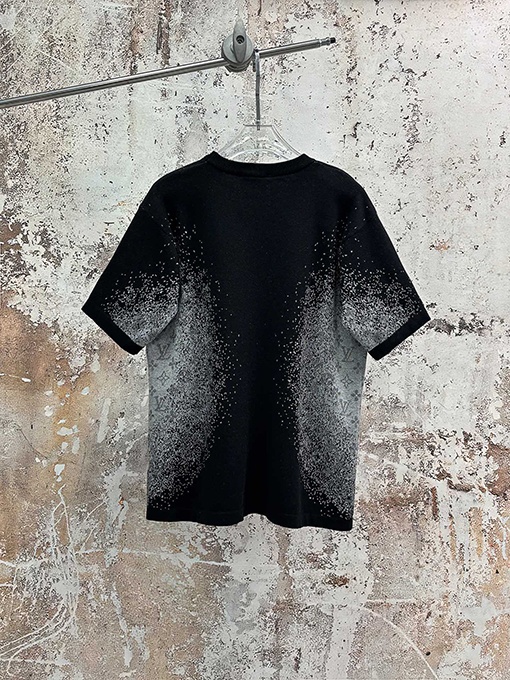 ルイヴィトン 早春コレクション グラデーションブラックニット半袖Tシャツ