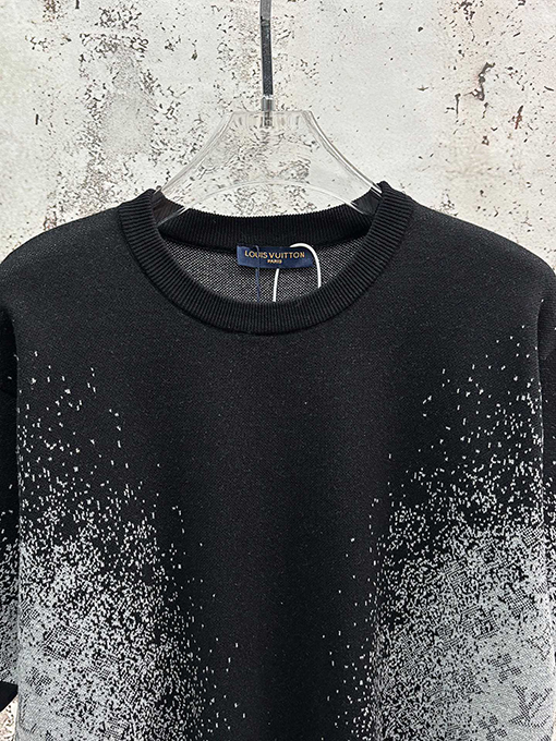 ルイヴィトン 早春コレクション グラデーションブラックニット半袖Tシャツ