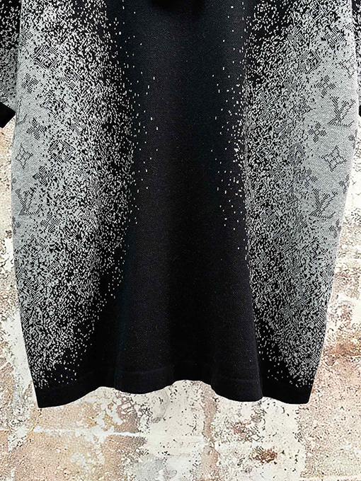 ルイヴィトン 早春コレクション グラデーションブラックニット半袖Tシャツ