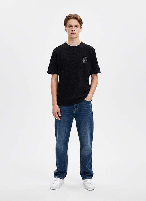 ルイヴィトン LVM SINCE 1854 春夏コレクション ブラックジャカード半袖Tシャツ