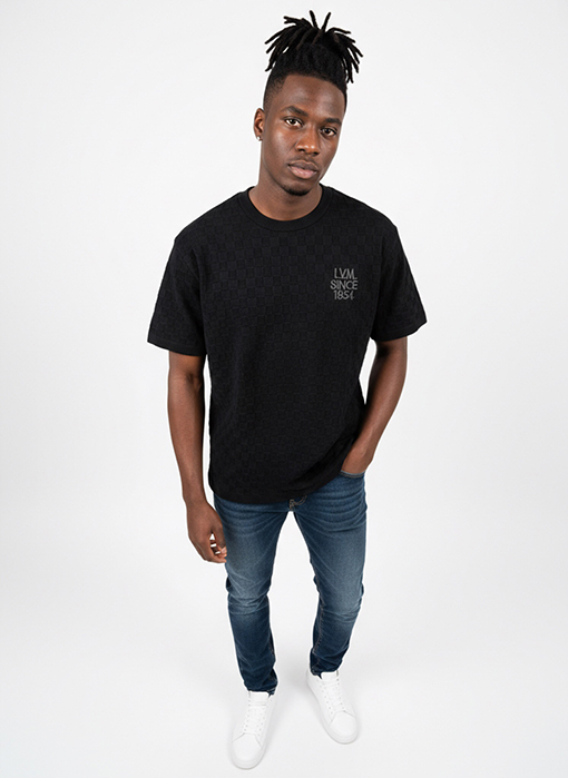 ルイヴィトン LVM SINCE 1854 春夏コレクション ブラックジャカード半袖Tシャツ