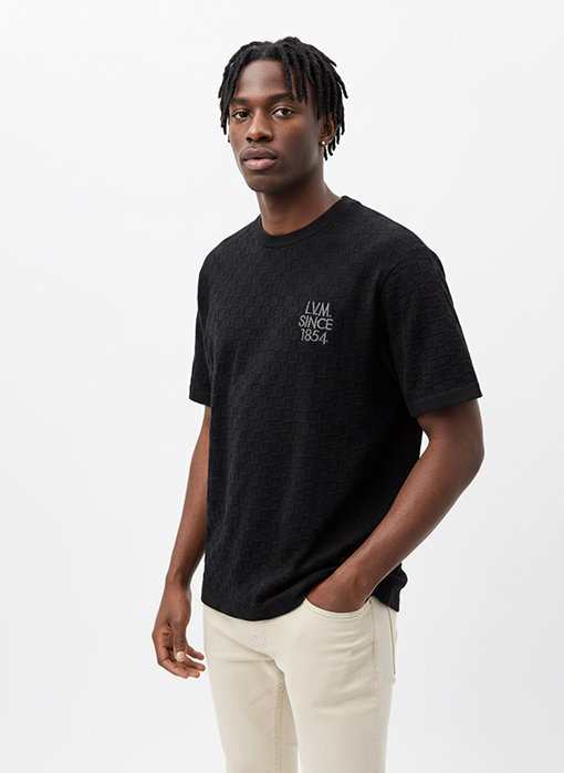 ルイヴィトン LVM SINCE 1854 春夏コレクション ブラックジャカード半袖Tシャツ