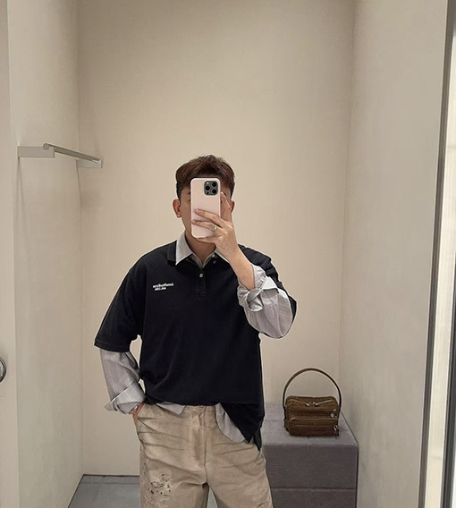 アクネストゥディオズ Acne Studiosi 刺繍入り半袖ポロシャツ