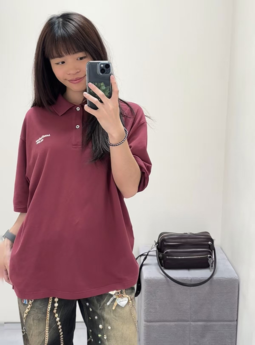 アクネストゥディオズ Acne Studiosi 刺繍入り半袖ポロシャツ