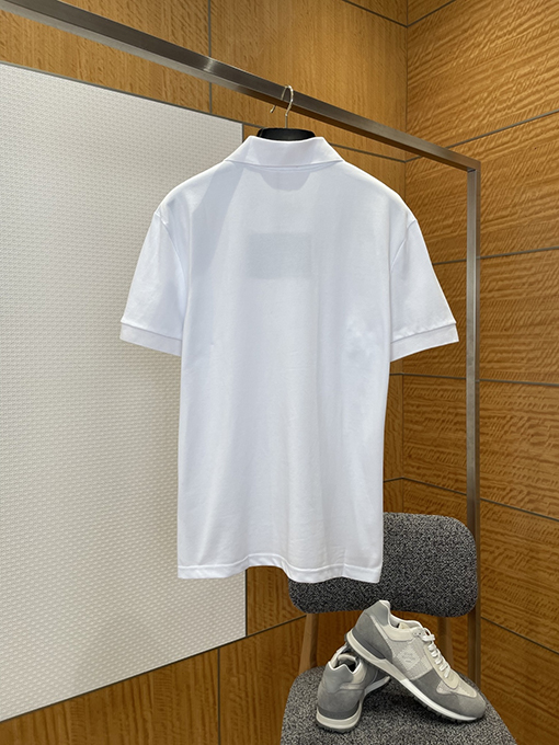 プラダ カラーブロックのスチールロゴビジネス半袖ポロシャツ