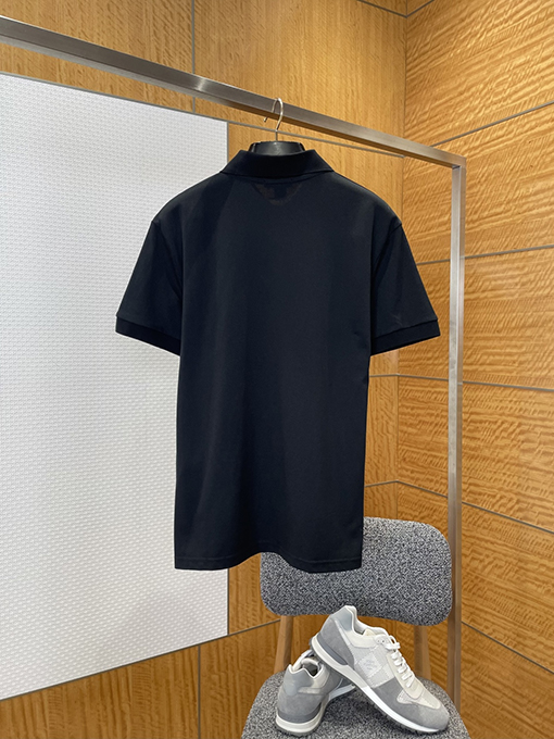 プラダ カラーブロックのスチールロゴビジネス半袖ポロシャツ