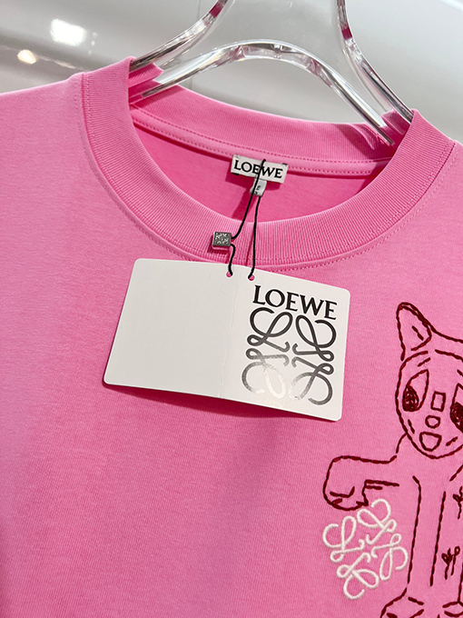 ロエベ LOEWE 子猫の毛糸ポンポンパッチワーク刺繍レターロゴ半袖Tシャツ