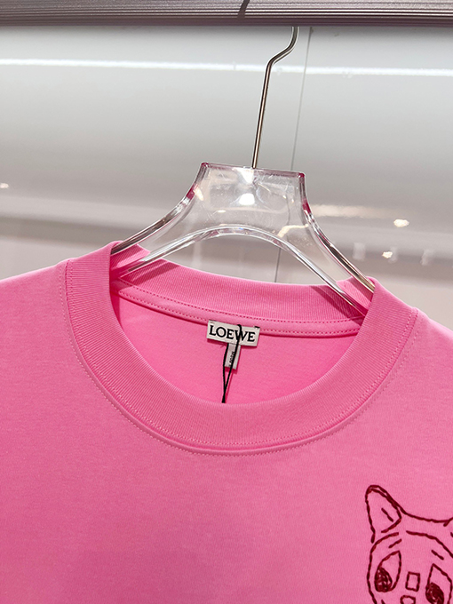 ロエベ LOEWE 子猫の毛糸ポンポンパッチワーク刺繍レターロゴ半袖Tシャツ
