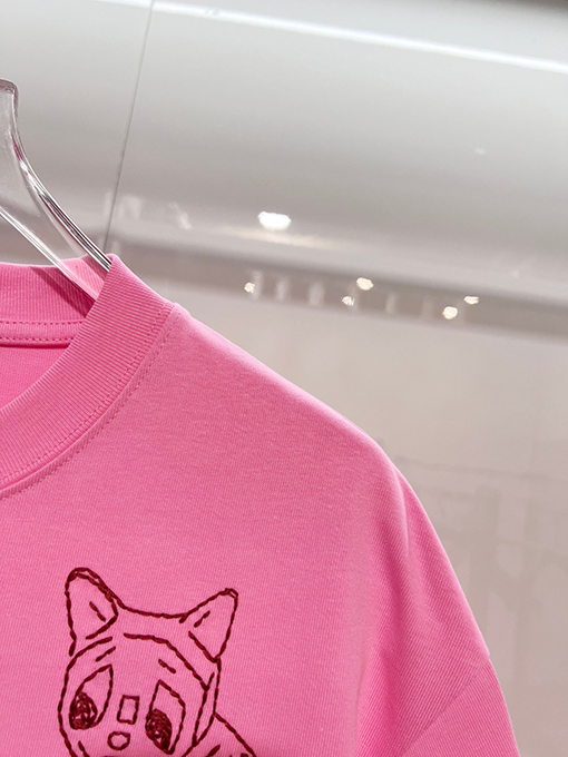 ロエベ LOEWE 子猫の毛糸ポンポンパッチワーク刺繍レターロゴ半袖Tシャツ