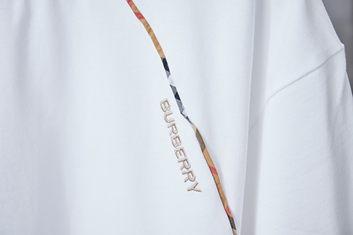 バーバリースーパーコピー チェック柄パッチワーク刺繍半袖Tシャツ