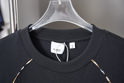 バーバリースーパーコピー チェック柄パッチワーク刺繍半袖Tシャツ