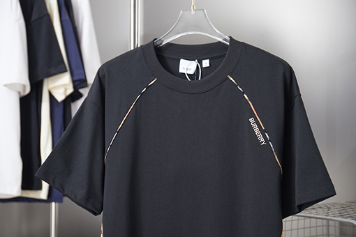 バーバリースーパーコピー チェック柄パッチワーク刺繍半袖Tシャツ