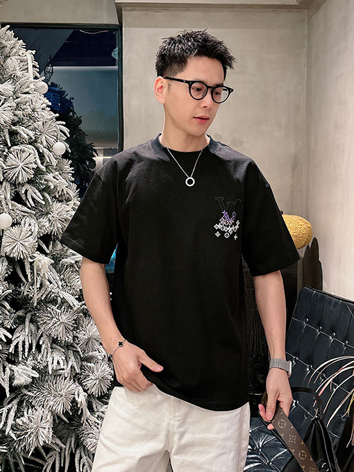 ルイヴィトン カラーブロック刺繍入り LV 半袖Tシャツ