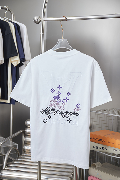 ルイヴィトン カラーブロック刺繍入り LV 半袖Tシャツ
