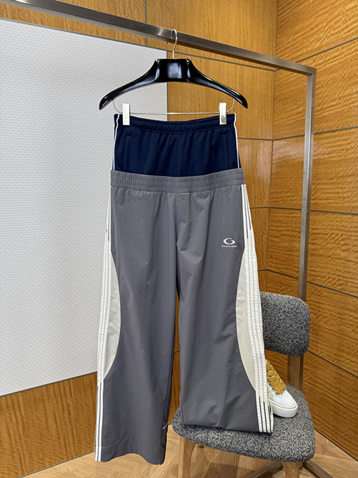 バレンシアガ BALENCIAGA ダブルウエストの二重ストライプパンツ