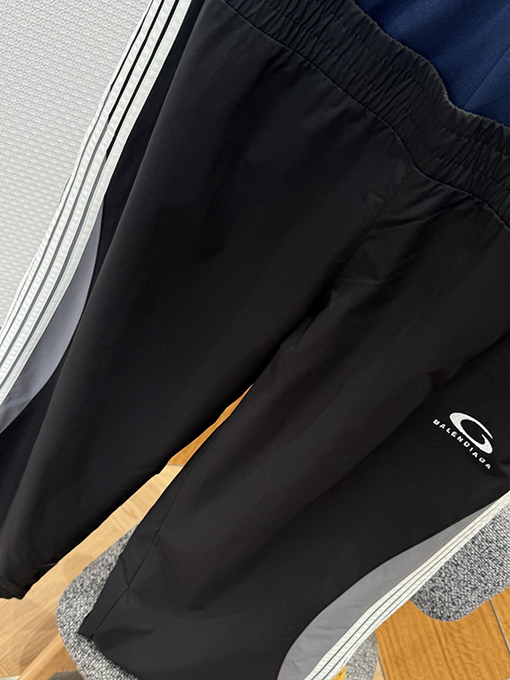 バレンシアガ BALENCIAGA ダブルウエストの二重ストライプパンツ