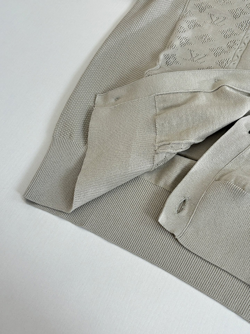 ルイヴィトン Monogram 透かし彫りジャカードパッチワークニットカーディガン