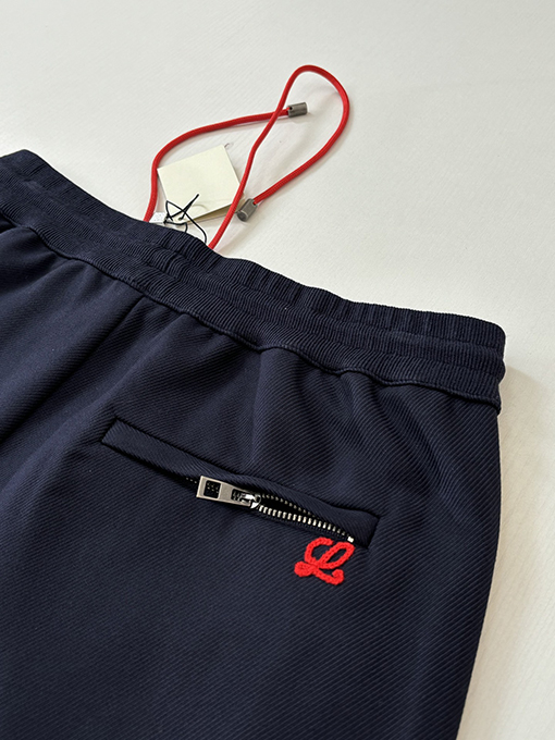 ロエベ 新しいカラーブロックの刺繍りストレートレッグカジュアルパンツ