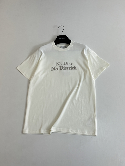 ディオール No Dior No Dietrich コットンレター刺繍クルーネック半袖Tシャツ