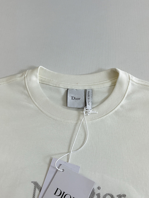 ディオール No Dior No Dietrich コットンレター刺繍クルーネック半袖Tシャツ