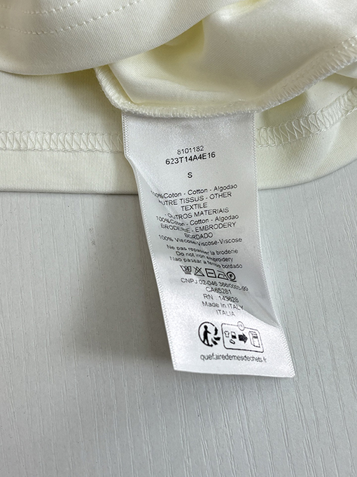 ディオール No Dior No Dietrich コットンレター刺繍クルーネック半袖Tシャツ