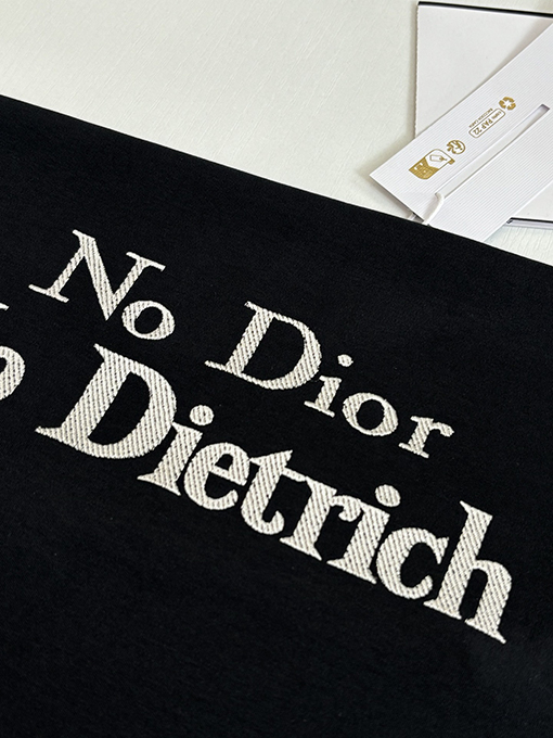 ディオール No Dior No Dietrich コットンレター刺繍クルーネック半袖Tシャツ