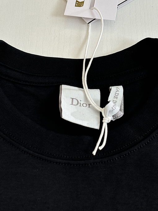 ディオール No Dior No Dietrich コットンレター刺繍クルーネック半袖Tシャツ