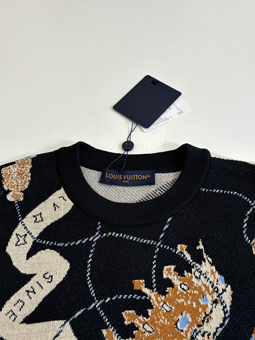 ルイヴィトンコピー クラウンリボンジャカードニット半袖Tシャツ