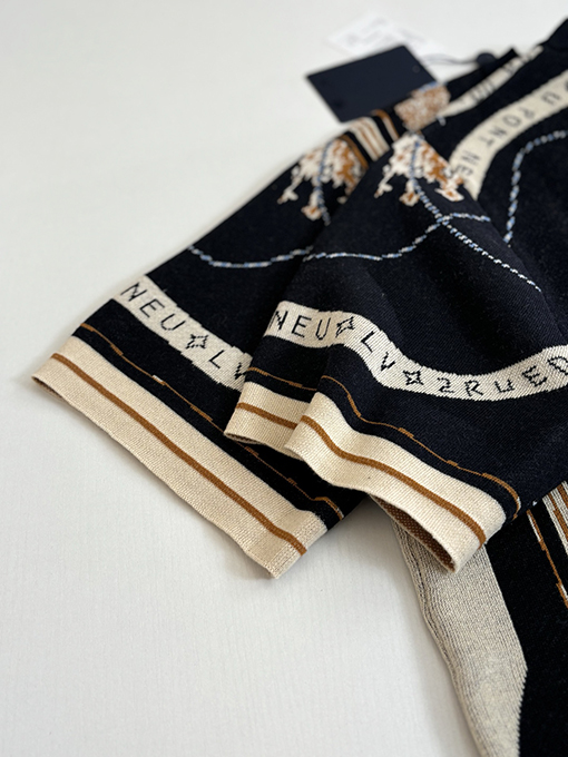 ルイヴィトンコピー クラウンリボンジャカードニット半袖Tシャツ