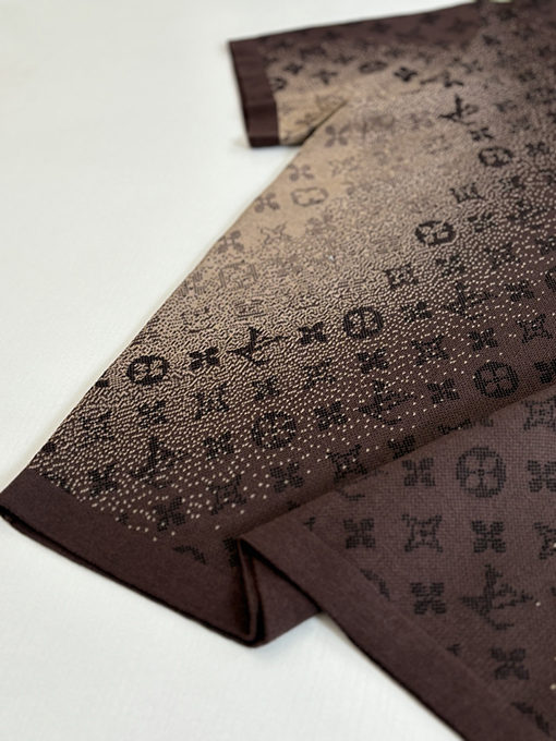 ルイヴィトン グラデーションモノグラムジャカードクルーネックニット半袖Tシャツ