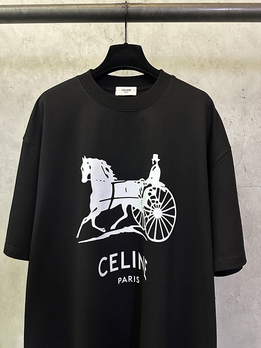 セリーヌコピー CELINE キャリッジシリーズ ヘビーウェイトプリント 半袖Tシャツ