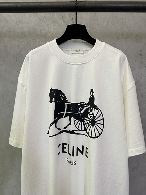 セリーヌコピー CELINE キャリッジシリーズ ヘビーウェイトプリント 半袖Tシャツ