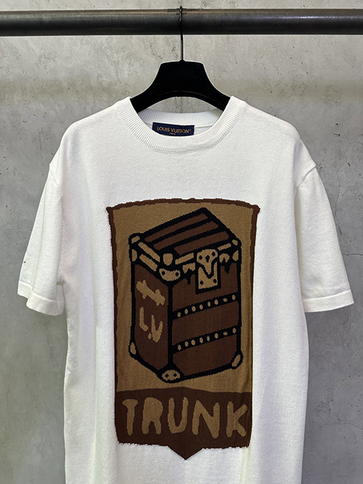 ルイヴィトン フローラルチェックジャカードロゴニット半袖Tシャツ