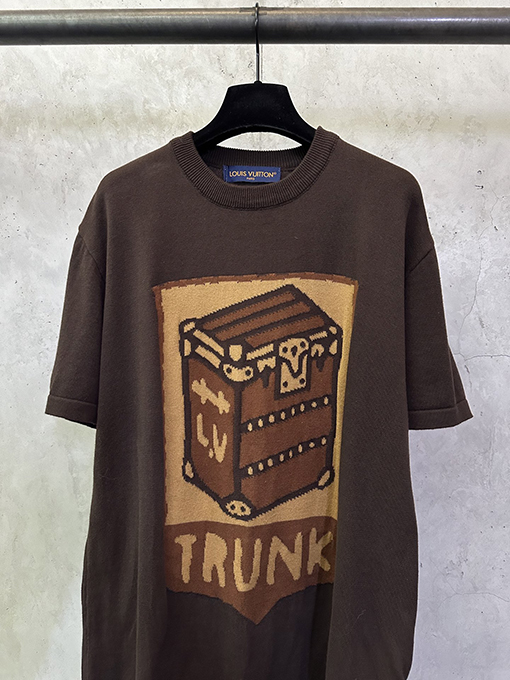 ルイヴィトン フローラルチェックジャカードロゴニット半袖Tシャツ