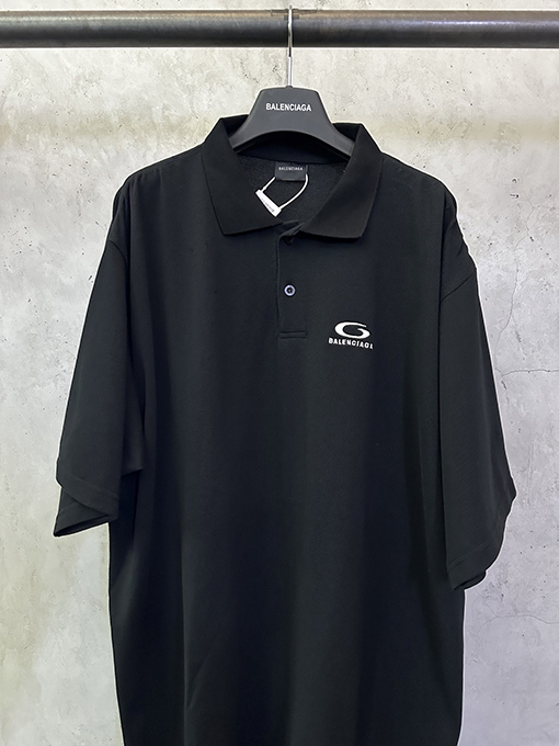 バレンシアガ Balenciaga シングルリング刺繍半袖ポロシャツ