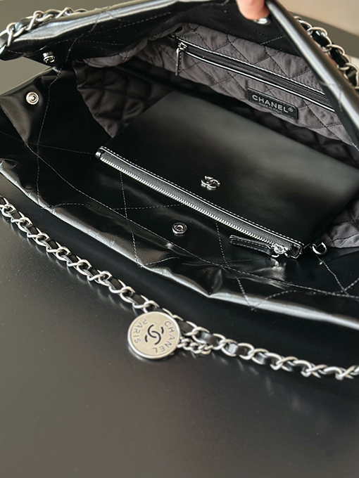 シャネル レディースワックスレザーチェーン巾着ショッピングバッグ