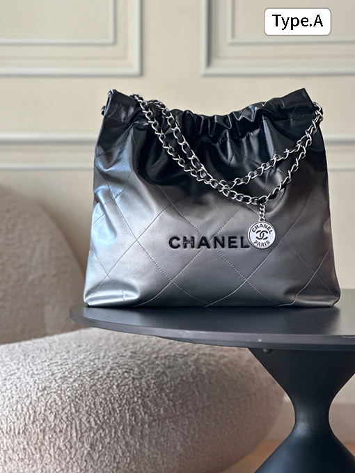 シャネル レディースワックスレザーチェーン巾着ショッピングバッグ