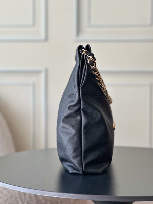 シャネル レディースワックスレザーチェーン巾着ショッピングバッグ