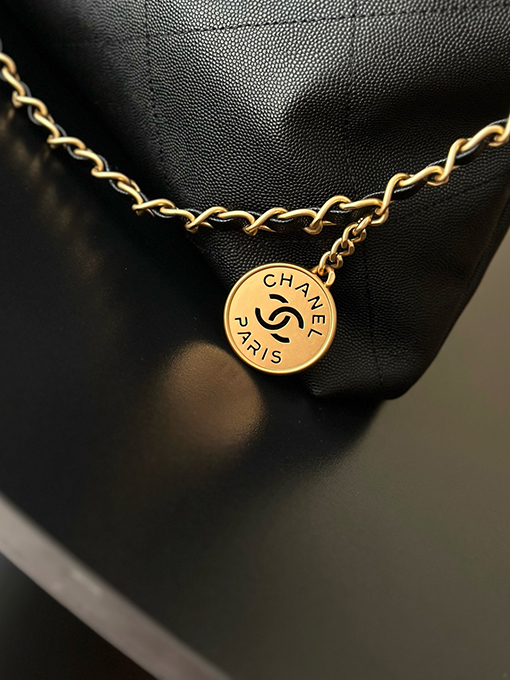 シャネル レディースワックスレザーチェーン巾着ショッピングバッグ
