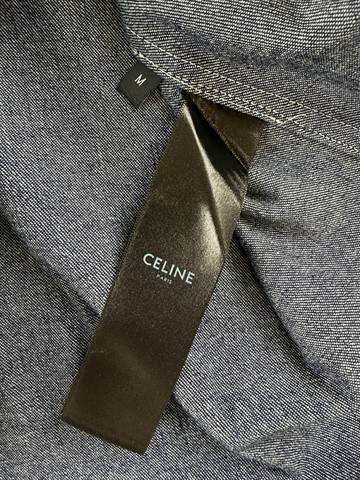 セリーヌコピー 凱旋門の刺繍デニム長袖シャツ