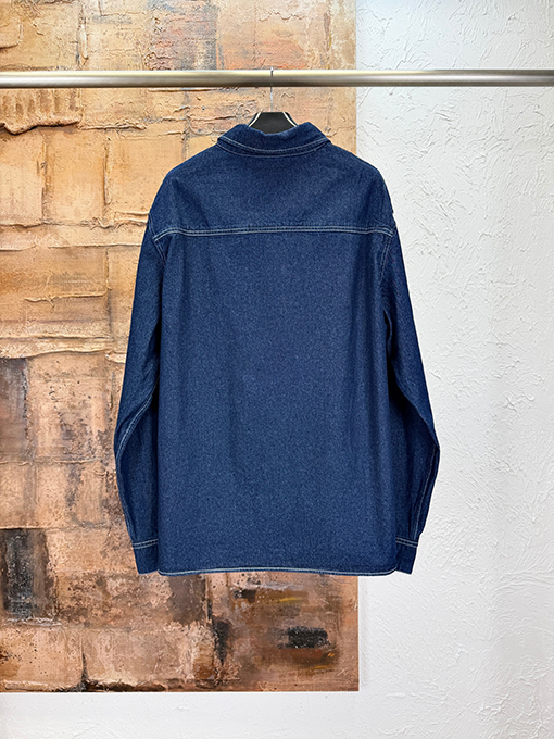 セリーヌコピー 凱旋門の刺繍デニム長袖シャツ