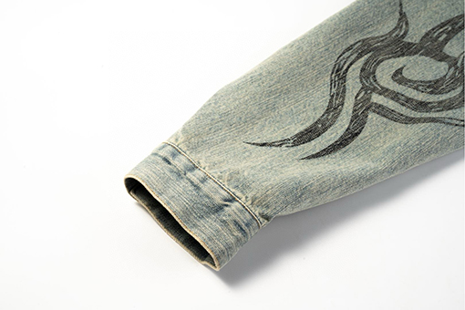 バレンシアガブランドコピー ランウェイ手描きトーテム柄デニムジャケット