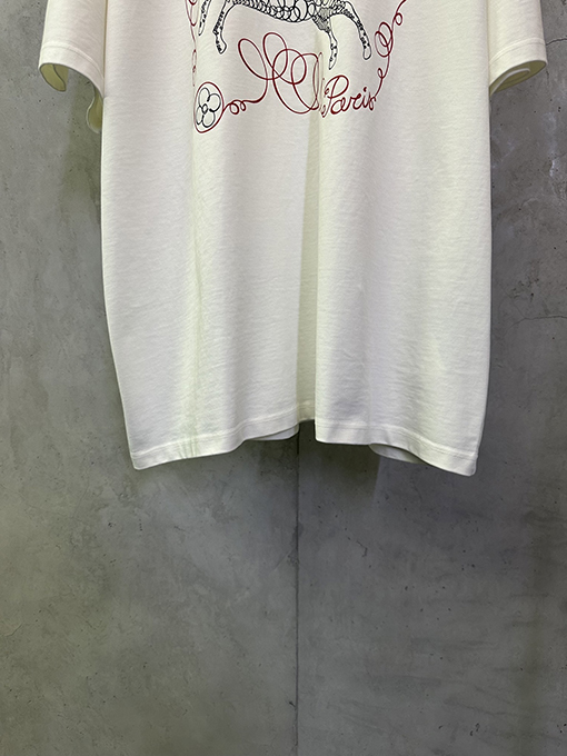 ルイヴィトンブランドコピー 馬年プリントクルーネック半袖Tシャツ