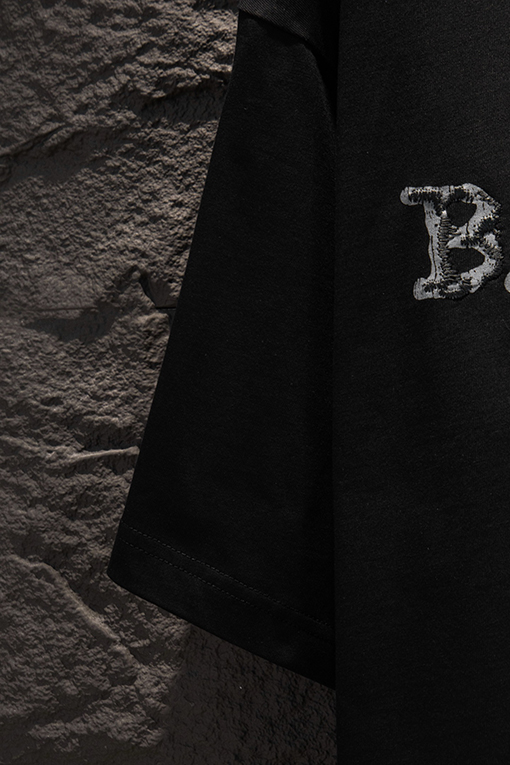 バレンシアガブランドコピー Balenciaga ヘクラシックなヘビーデューティープリントアップリケ刺繍半袖Tシャツ