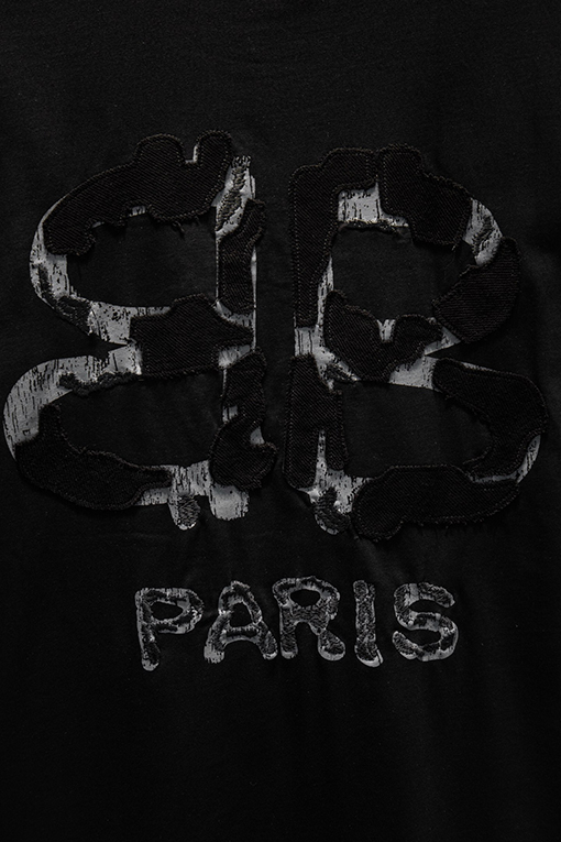 バレンシアガブランドコピー Balenciaga ヘクラシックなヘビーデューティープリントアップリケ刺繍半袖Tシャツ