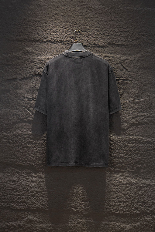 バレンシアガブランドスーパーコピー Balenciaga クラシックウォッシュのダメージホワイトインクダイレクトプリント半袖Tシャツ